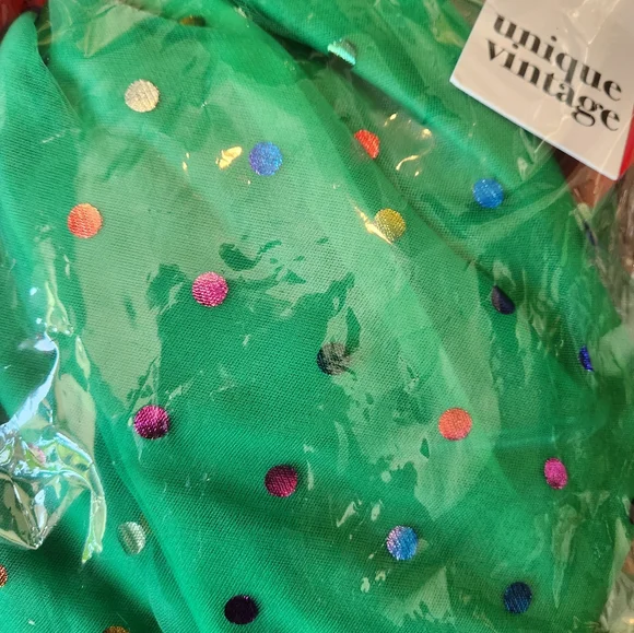 Unique Vintage, size L10-12, green & red skirt - Picture 5 of 5